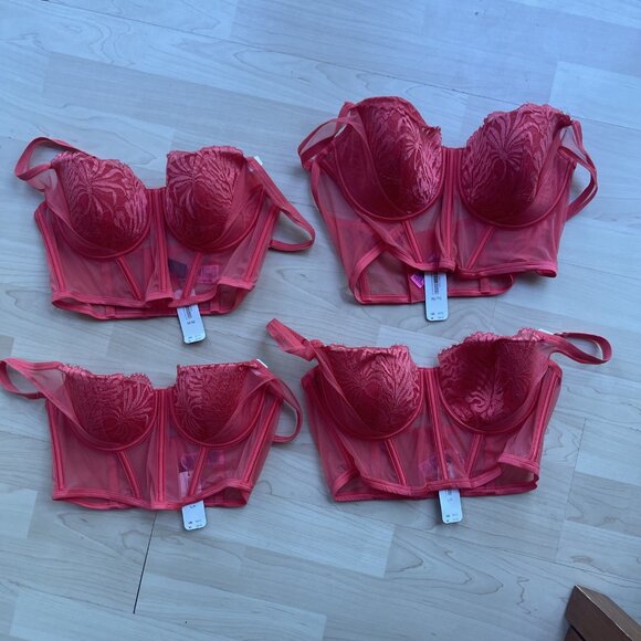 NWT La Senza Corset lace Bustier Sexy Padded Lined Bra Cayenne Red All Sz S-XL+ - Picture 8 of 16